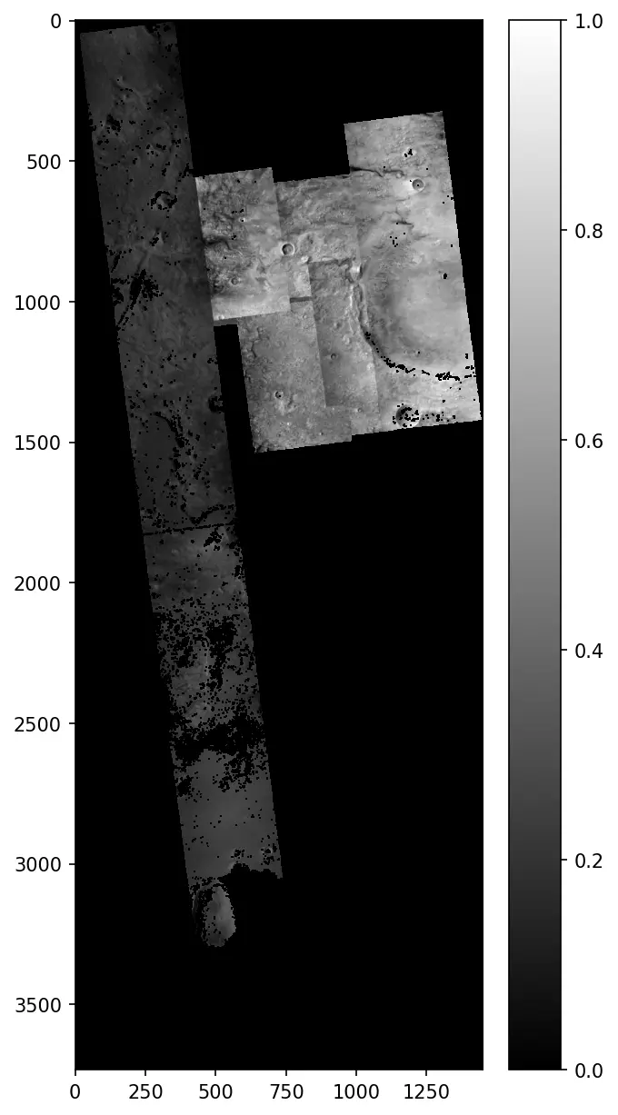 A image showing the ortho mosaic image as loaded by rasterio with zoom level 9.