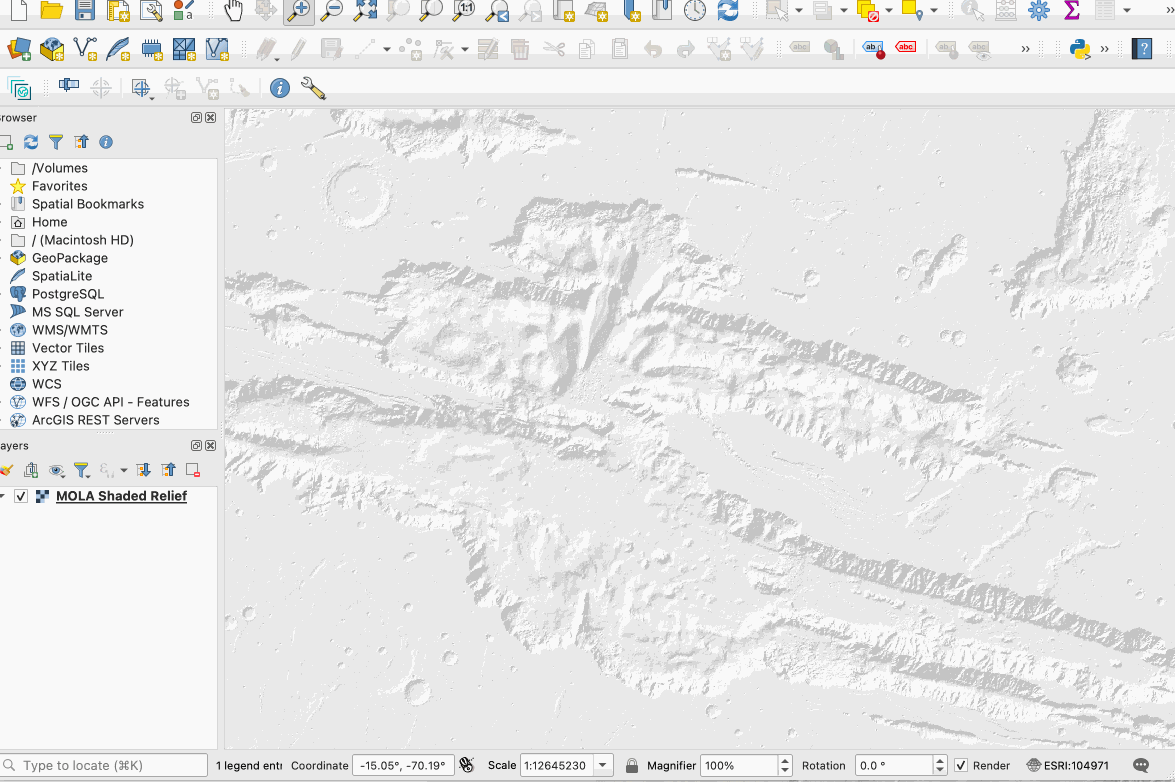 A GIF showing how to load a VRT into QGIS.